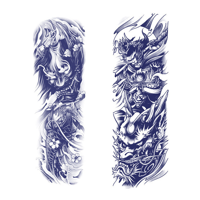 2 Sheets Full Arm Semi Permanent Tattoo Stickers QB-041-042