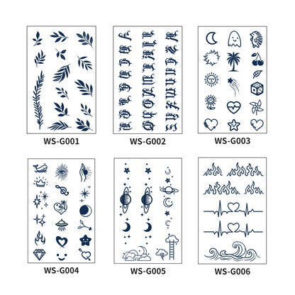 6 Sheets Finger Semi Permanent Tattoo Stickers WS-G001~010