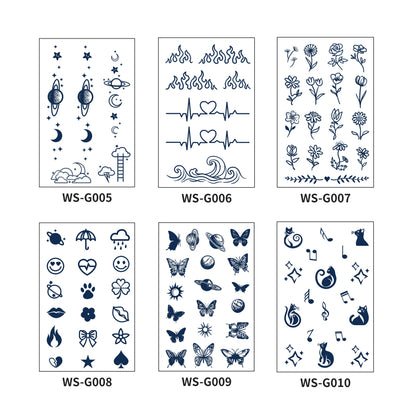 6 Sheets Finger Semi Permanent Tattoo Stickers WS-G001~010